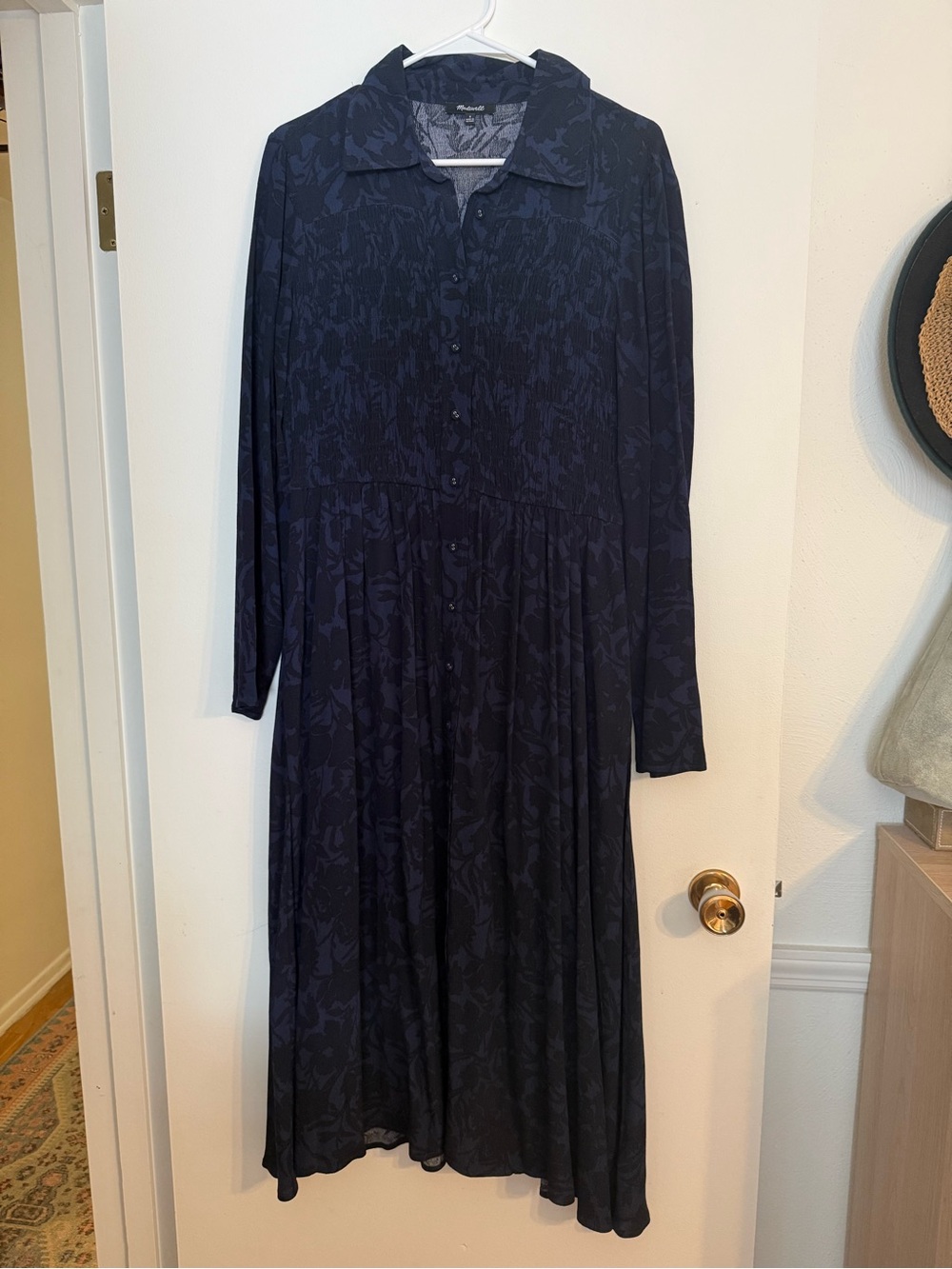 Madewell Navy Long-Sleeve midi shirt dress